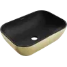 Mexen Rita lavatório de bancada 45 x 32 cm, preto mate/dourado padrão linhas - 21084577