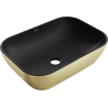 Mexen Rita opzetwastafel 45 x 32 cm, zwart mat/gouden lijn patroon - 21084577