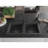 Mexen Mario fregadero de granito de 2 senos con grifo de cocina Duo, negro moteado - 6504-76-671701-70-B