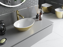 Mexen Elza countertop washbasin 40 x 33 cm, white/gold scale pattern - 21014008