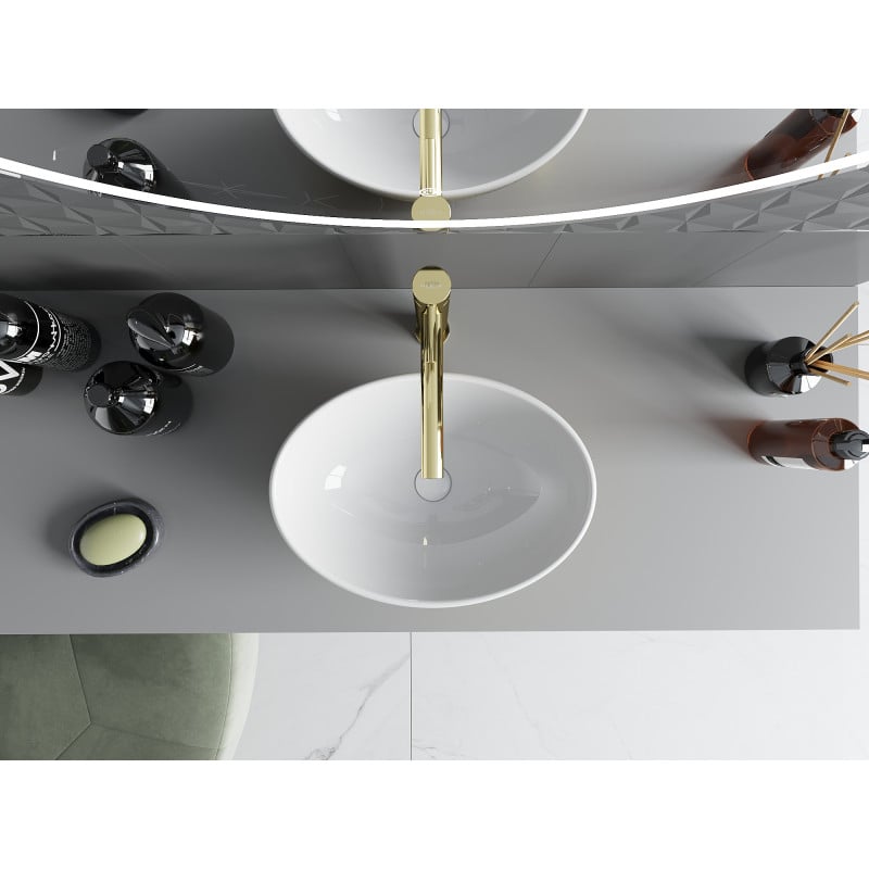 Mexen Elza countertop washbasin 40 x 33 cm, white/gold scale pattern - 21014008