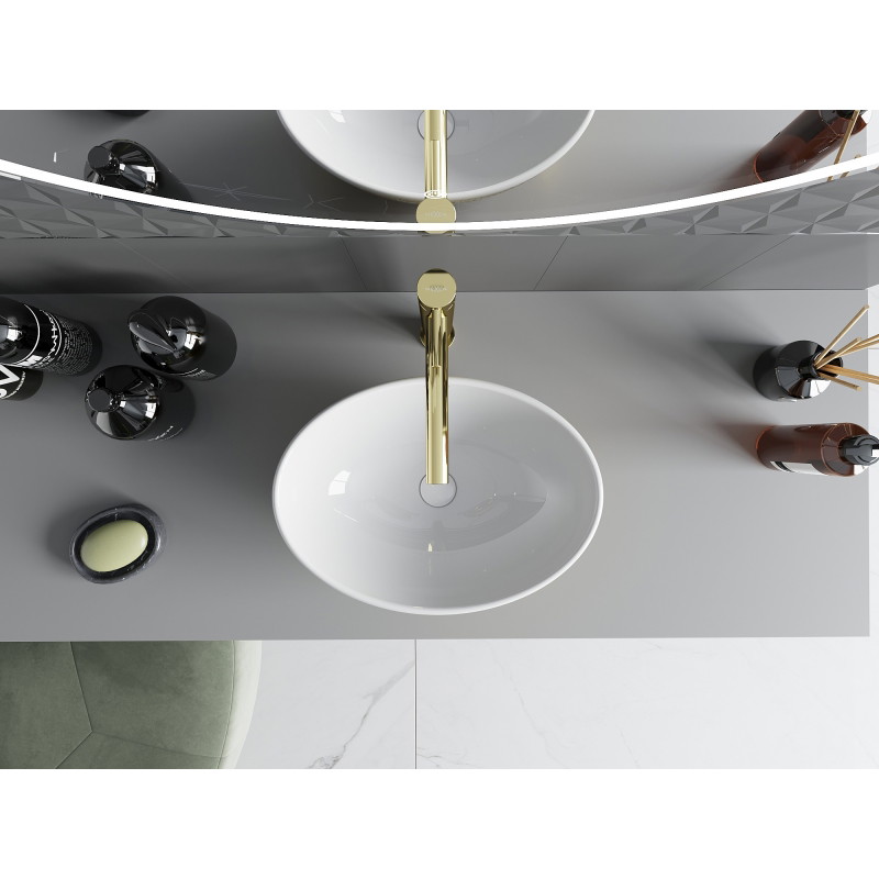 Mexen Elza opbouw wastafel 40 x 33 cm, wit/goud vissenmotief - 21014008