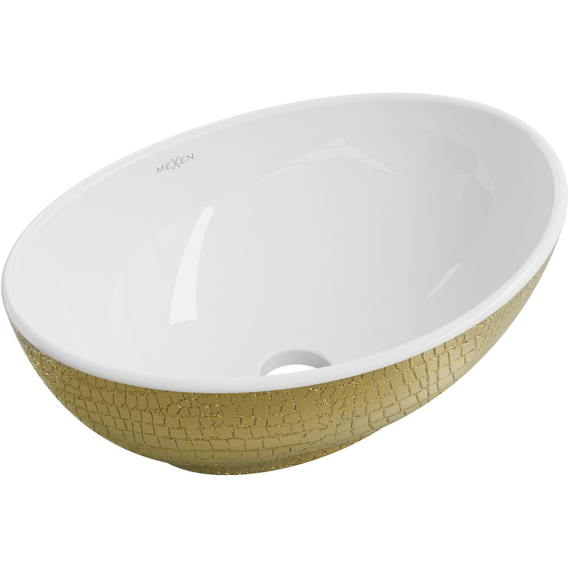 Mexen Elza opbouw wastafel 40 x 33 cm, wit/goud vissenmotief - 21014008