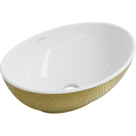 Mexen Elza lavabo à poser 40 x 33 cm, blanc/or motif écaille - 21014008
