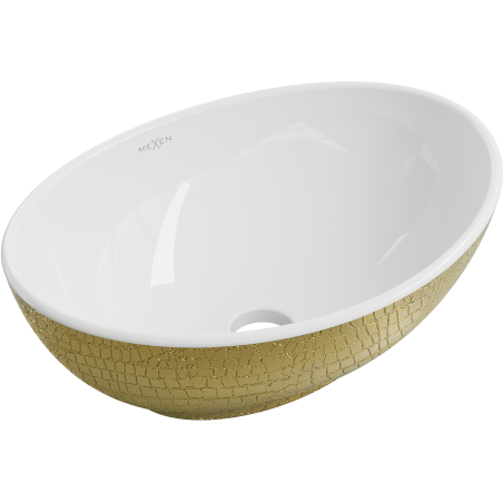 Mexen Elza lavabo sobre encimera 40 x 33 cm, blanco/dorado patrón de escamas - 21014008