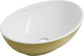 Mexen Elza lavabo à poser 40 x 33 cm, blanc/or motif écaille - 21014008