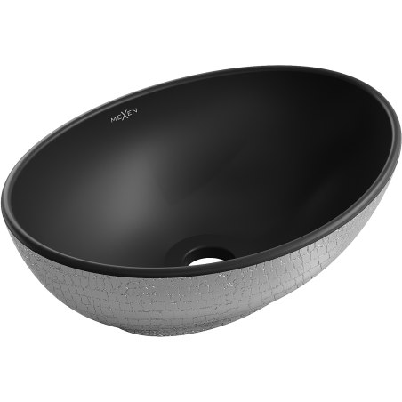 Mexen Elza lavabo sobre encimera 40 x 33 cm, negro mate/patrón de escamas plata - 21014022