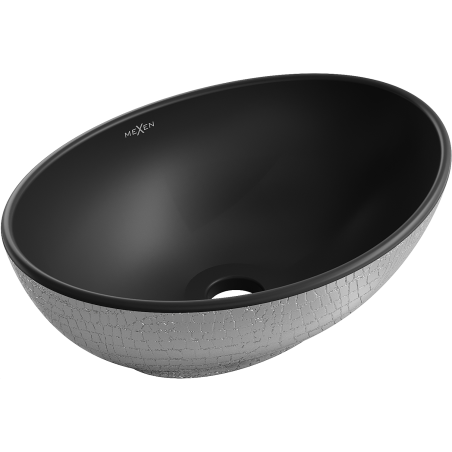Mexen Elza lavabo sobre encimera 40 x 33 cm, negro mate/patrón de escamas plateado - 21014022