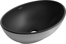 Mexen Elza lavabo da appoggio 40 x 33 cm, nero opaco/motivo squame argento - 21014022
