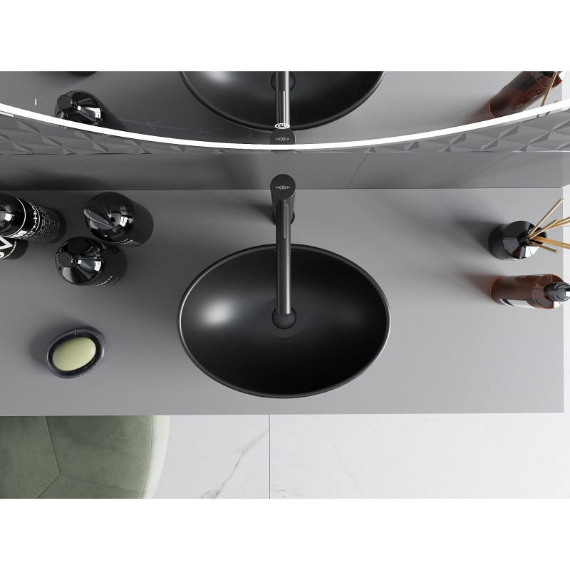 Mexen Elza lavabo sobre encimera 40 x 33 cm, negro mate/patrón de escamas plata - 21014022