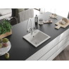 Mexen Milo 1-bowl granite sink with Duo kitchen faucet, white - 6505-20-671701-02