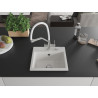 Mexen Milo 1-bowl granite sink with Duo kitchen faucet, white - 6505-20-671701-02
