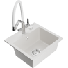 Mexen Milo 1-bowl granite sink with Duo kitchen faucet, white - 6505-20-671701-02