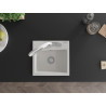 Mexen Milo 1-bowl granite sink with Duo kitchen faucet, white - 6505-20-671701-02