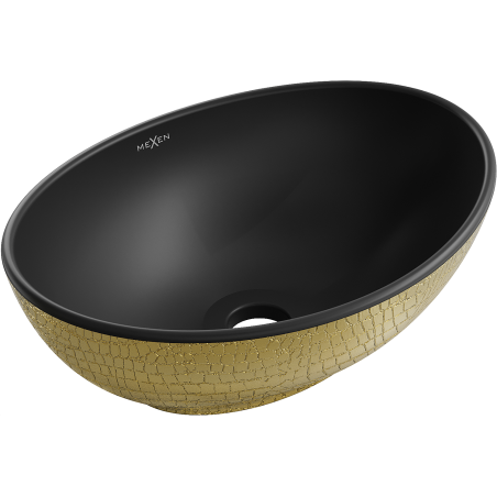 Mexen Elza lavabo da appoggio 40 x 33 cm, nero opaco/motivo squame dorato - 21014028