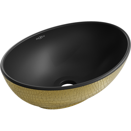 Mexen Elza virsmas izlietne 40 x 33 cm, melna matēta/zeltains zvīņmusteris - 21014028