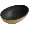 Mexen Elza lavatório de bancada 40 x 33 cm, preto mate/dourado padrão escama - 21014028