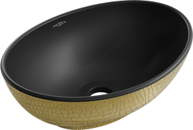 Mexen Elza countertop washbasin 40 x 33 cm, matte black/gold scale pattern - 21014028