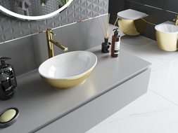 Mexen Elza lavabo à poser 40 x 33 cm, blanc/or - 21014006