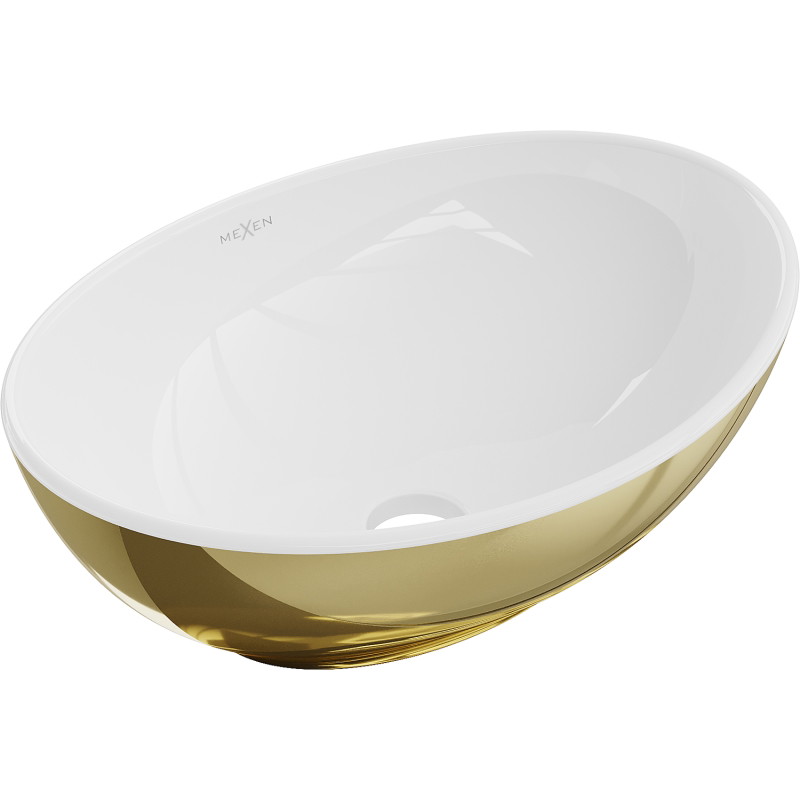 Mexen Elza lavabo de encimera 40 x 33 cm, blanco/dorado - 21014006