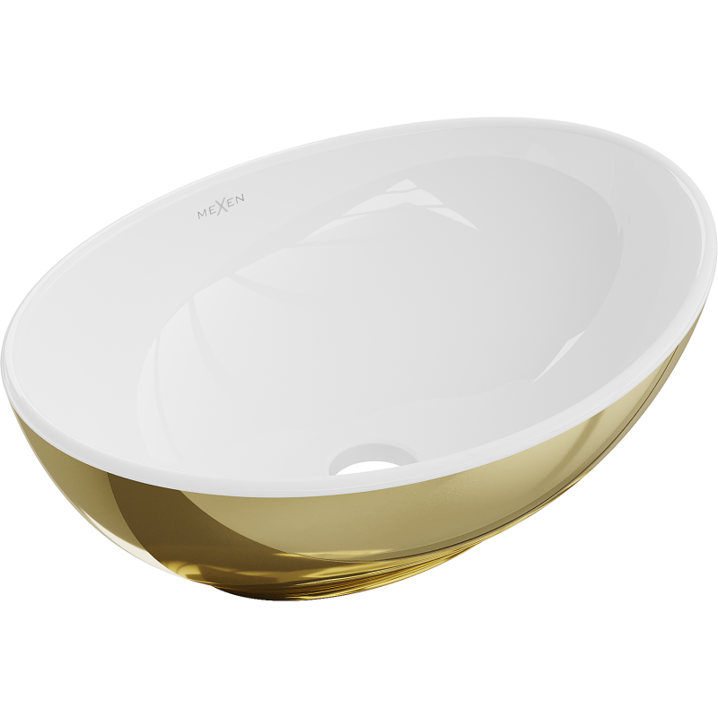 Mexen Elza opzetwastafel 40 x 33 cm, wit/goud - 21014006