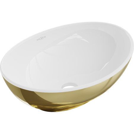 Mexen Elza opbouw waskom 40 x 33 cm, wit/goud - 21014006