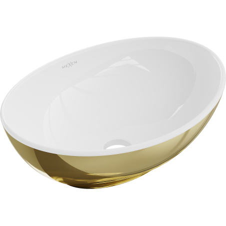Mexen Elza opzetwastafel 40 x 33 cm, wit/goud - 21014006