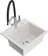 Mexen Milo lava-loiça de granito de 1-cuba com torneira de cozinha Duo, branco - 6505-20-671701-07