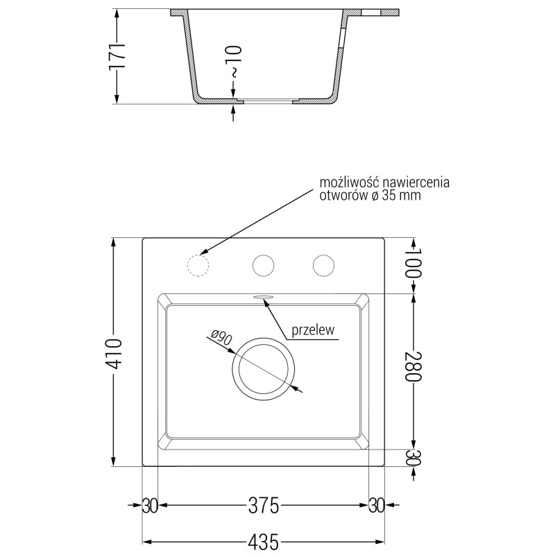 Mexen Milo 1-bowl granite sink with Duo kitchen faucet, white - 6505-20-671701-07-B