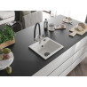 Mexen Milo 1-bowl granite sink with Duo kitchen faucet, white - 6505-20-671701-07-B
