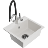 Mexen Milo 1-bowl granite sink with Duo kitchen faucet, white - 6505-20-671701-07-B