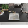Mexen Milo fregadero de granito de 1 seno con grifo de cocina Duo, blanco - 6505-20-671701-57-G