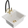 Mexen Milo 1-bowl granite sink with Duo kitchen faucet, white - 6505-20-671701-57-G