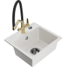 Mexen Milo granite sink 1-bowl with Duo kitchen tap, white - 6505-20-671701-57-B
