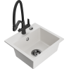 Mexen Milo lava-loiça de granito 1-cuba com torneira de cozinha Duo, branco - 6505-20-671701-70-B