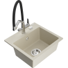 Mexen Milo 1-bowl granite sink with Duo kitchen tap, beige - 6505-69-671701-07