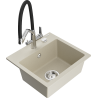 Mexen Milo granit gootsteen 1-kommer met Duo keukenkraan, beige - 6505-69-671701-07