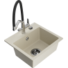 Mexen Milo fregadero de granito de 1 cubeta con grifo de cocina Duo, beige - 6505-69-671701-07-B