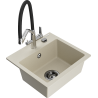 Mexen Milo granitische spoelbak met één compartiment en keukenmengkraan Duo, beige - 6505-69-671701-07-B