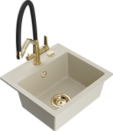 Mexen Milo lavello in granito a 1 vasca con miscelatore cucina Duo, beige - 6505-69-671701-57-G