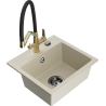Mexen Milo granite kitchen sink 1-bowl with Duo kitchen tap, beige - 6505-69-671701-57-B