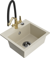 Mexen Milo fregadero de granito de 1 seno con grifo de cocina Duo, beige - 6505-69-671701-57-B
