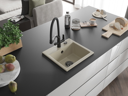 Mexen Milo 1-Kummer Granit-Spullsteen mam Kichenbatterie Duo, beige - 6505-69-671701-70-B