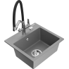 Mexen Milo 1-bowl granite sink with Duo kitchen tap, grey - 6505-71-671701-07