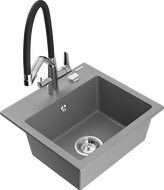 Mexen Milo granit Kichelsbecken mat enger Kummer an Duo-Kichenkran, gro - 6505-71-671701-07