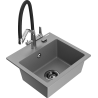 Mexen Milo Granitspüle 1-Becken mit Küchenarmatur Duo, grau - 6505-71-671701-07-B