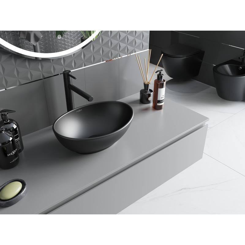 Mexen Elza lavabo sobre encimera 40 x 33 cm, negro mate - 21014085
