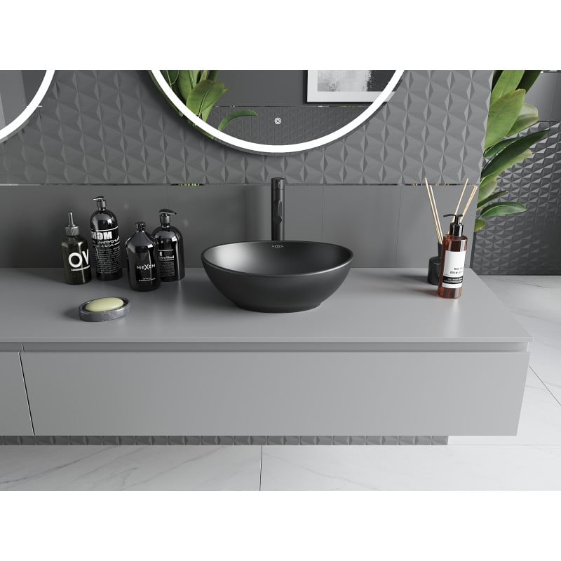 Mexen Elza lavabo sobreencimera 40 x 33 cm, negro mate - 21014085