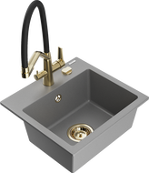 Mexen Milo fregadero de granito de 1 seno con grifo de cocina Duo, gris - 6505-71-671701-57-G