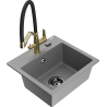 Mexen Milo Granitspüle 1-Kammer mit Küchenarmatur Duo, grau - 6505-71-671701-57-B